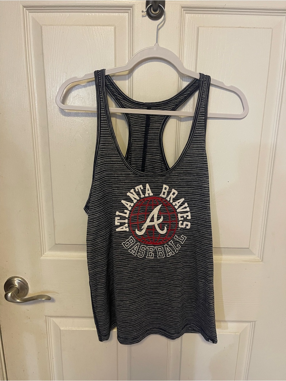 Atlanta Braves Women's Striped Racerback Tank Top - Navy/White/Red